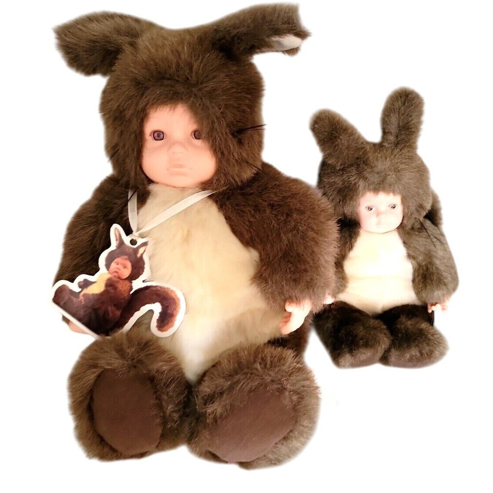 Anne‎ Geddes Mama & Baby Squirrel Doll Plush Stuffed 1997 Brown Fur Vintage NWT